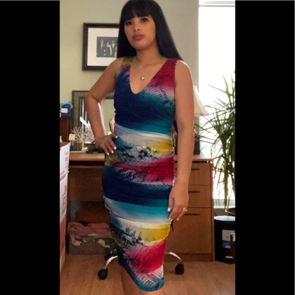 Boston Proper Snakeskin Mesh Multiple Color Dress - Picture 2 of 6